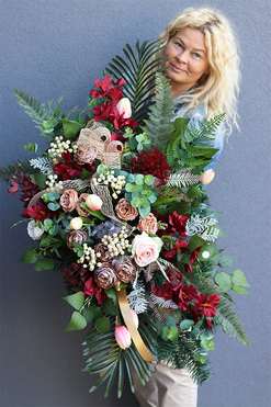 Beatrycze, bordowa wiązanka nagrobna, dł.100cm