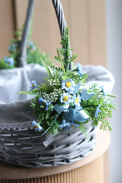 Niezapominajka, dwustronnie dekorowany koszyczek wielkanocny