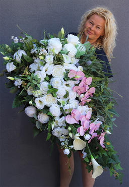 duża wiązanka nagrobna z orchideą, Ydeal 2, dł.116cm
