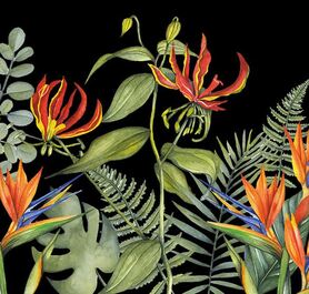 OD RĘKI Dżungla, serwetki papierowe, strelicja na czarnym tle, 33x33cm, 20szt.