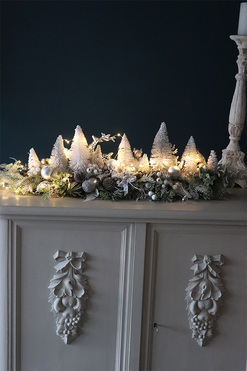 Dużo Śniegu LED, świąteczny zimowy stroik, wym.27x93cm 