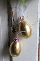 Wielkanocna Magia, dekoracyjny wianek ze złotymi jajkami, śr.28cm 