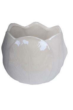 Tulip Flower, ceramiczna osłonka doniczka, biała, wym.14x18cm