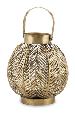 Liść Palmy B metalowy lampion boho, wym.37x24x24cm
