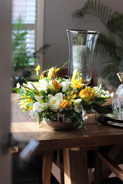 Yellow Nest, kompozycja wielkanocna z gniazdami