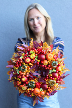 jesienny wianek z jabłkami, Pora na Liście 3, śr.30cm 