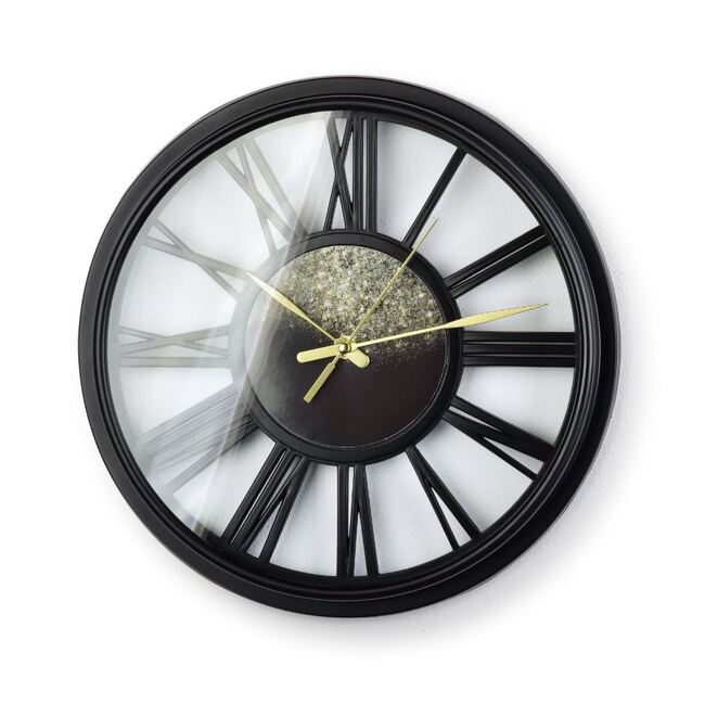 Hour, czarny zegar ścienny, śr.32cm 