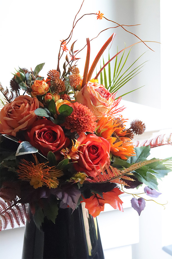 Jesienne Odliczanie, komplet dekoracji nagrobnych, kompozycja w misie + bukiet