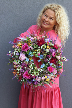 Letnia Polana, barwny wianek z polnych kwiatów, śr.40cm