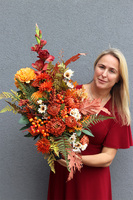 Clemente Orange, komplet dekoracji nagrobnych, kompozycja w misie + bukiet