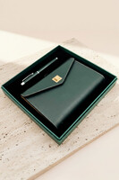 Emerald, skórzany notes, zestaw prezentowy