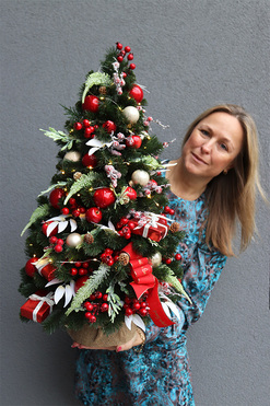 Czerwona Gwiazdka, choinka dekoracyjna LED, wys.73cm