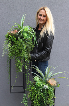 Cybilla Design Extra, kompozycja sukulenty w donicy na stojaku, wys.105cm 