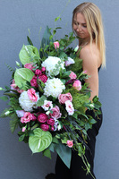 Legutte Green, kompozycja nagrobna w ceramicznej misie, wym.50x56x95cm