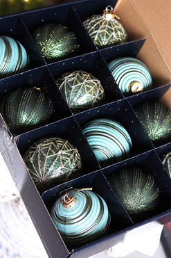 Decoris Green Velvet, świąteczne bombki, śr.10cm, kpl.12szt