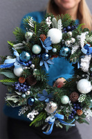 Blue Xmas, świąteczny wianek dekoracyjny