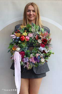 Powitanie Jesieni, dekoracyjny jesienny wianek, rozp.42cm 