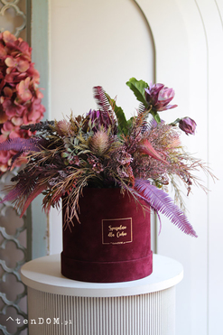 Wiśniowa Medina Big, welurowy flowerbox jesienny, wys.47cm