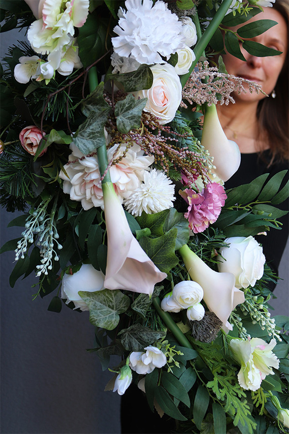 Julena Champagne, komplet dekoracji nagrobnych, girlanda + bukiet