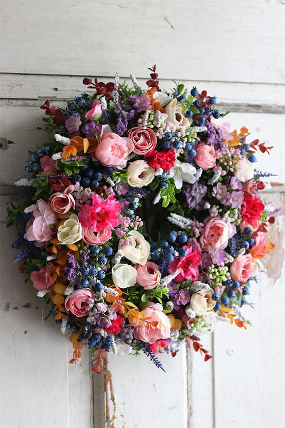 kolorowy wianek na drzwi, Ylegia, śr.34cm 