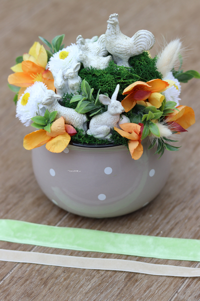 kompozycja w naczyniu, Wielkanocna Zagroda Yellow, wym.20x16cm