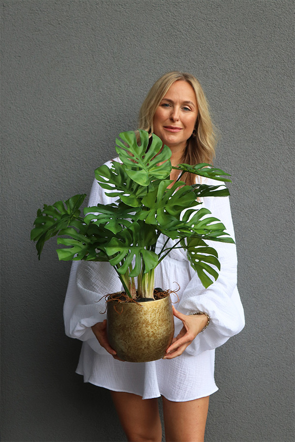 Monstera Gold Hilton, drzewko sztuczne w donicy