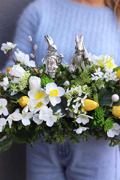 Witaj Wiosno Yellow, stroik wielkanocny na stół