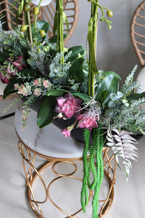 Asiano Laos Black, ekskluzywny storczyk z sukulentami, wym.71x60cm 