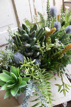 dekoracja zielona Sukulenty w stalowej donicy, Suculenti Steel, wym.30x66cm 