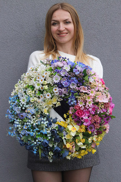 Tęczowa Łąka, kolorowy wianek dekoracyjny, śr.43cm