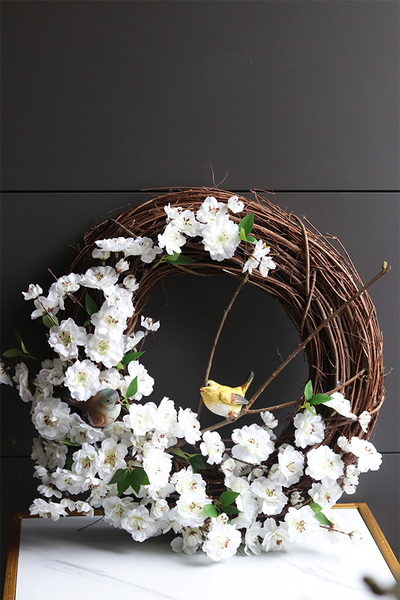 Ptaszek na Jabłoni 2, wiosenny wianek dekoracyjny