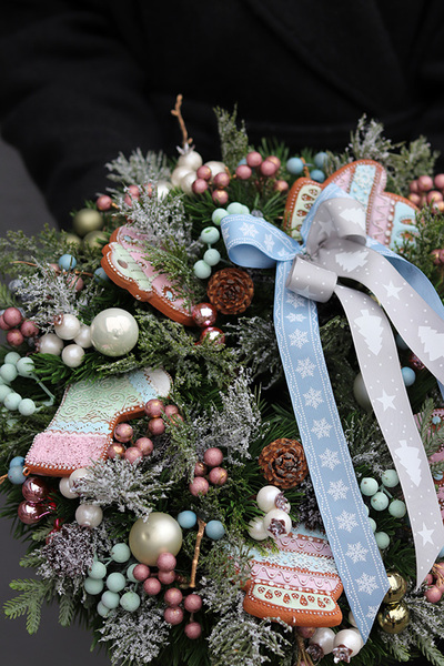 Słodkie Ferie, świąteczny wianek na drzwi