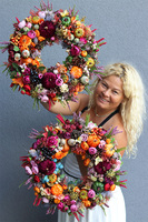 Leorie jesienny wianek z aksamitnymi dyniami, śr.46cm