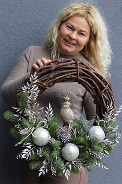 Gold Bird Deluxe, dekoracyjny wianek zimowy, rozp.53cm