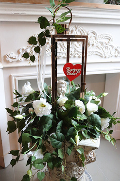 Angelo Garden White&Copper 2, dekoracja nagrobna w lampionie, wys.62cm