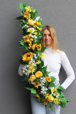 Słonecznikowy Gaj, bogata girlanda kwiatowa, dł.130cm