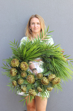 OD RĘKI Green Trente, komplet wieniec & bukiet, śr.60cm/50cm