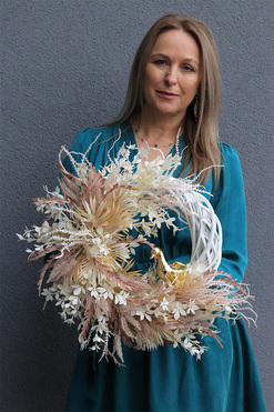 Złota Gęś, wielkanocny wianek z gąską, rozp.44cm