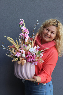 Pink Lady Bunny, kompozycja wielkanocna, wys.60cm 