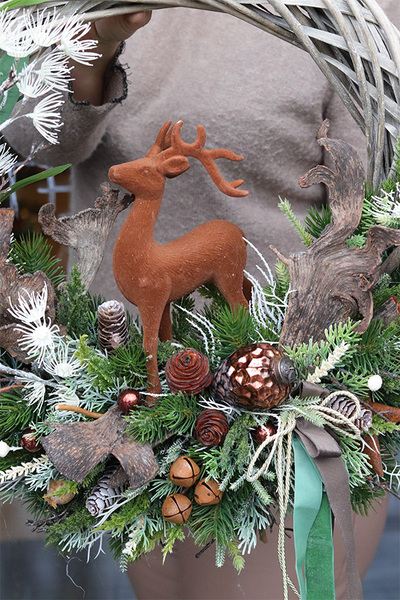 Ren Dekor, zimowy wianek z reniferem