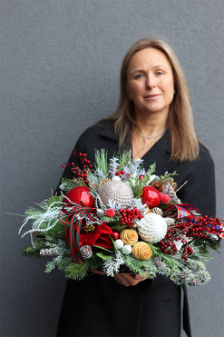 Dekorina Winter, świąteczna kompozycja nagrobna w misie, wym.