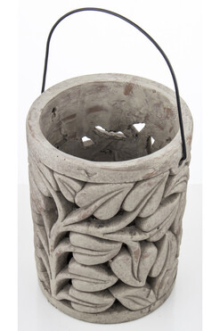 Belize A, betonowy lampion z motywem liści, wys.37cm