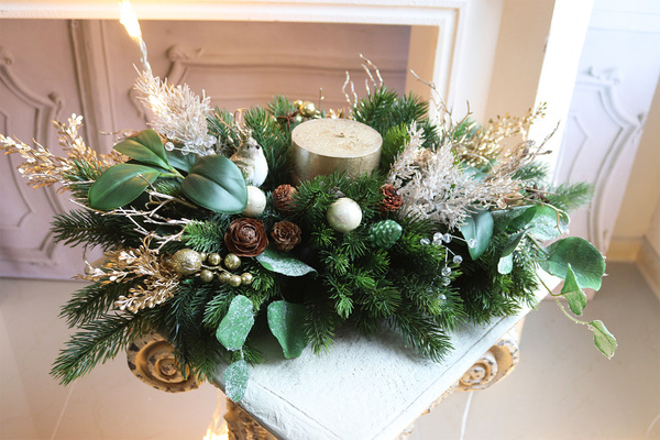 Złoty Czas, bożonarodzeniowy stroik ze świecą