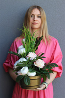 Róża Pustyni, komplet dekoracji nagrobnych, kompozycja + bukiet