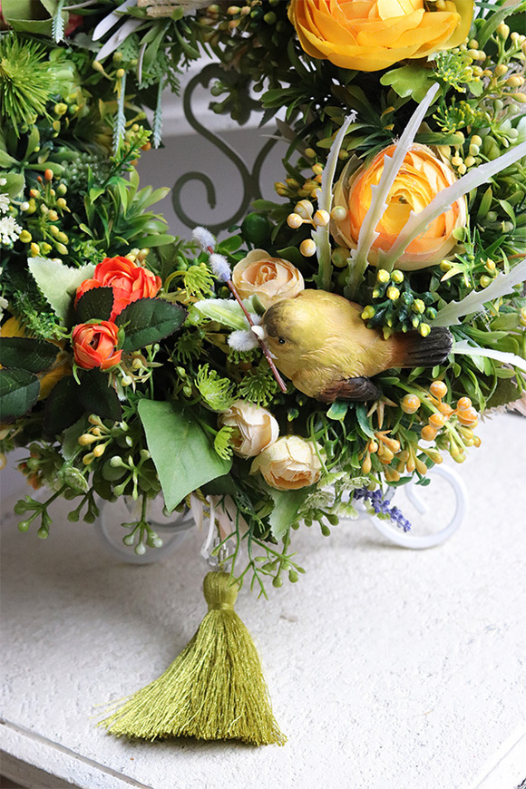 Ptaszek na Drzewie, wianek dekoracyjny z ptaszkiem