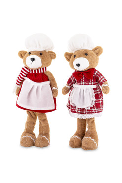 Teddy Xmas, laleczka zimowa stojąca miś, kpl.2szt, wys.49cm