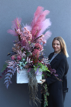 dekoracja roślinna Moko Róż do Twojej donicy, wys.100cm bez wkładu, z wkładem 124cm