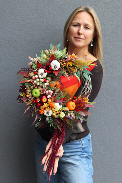 Jesienny Dom 2, wianek na drzwi z owocami, rozp.34cm