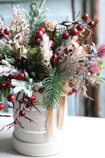 Red Rubin, flowerbox zimowy velvetowy, wys.28cm 