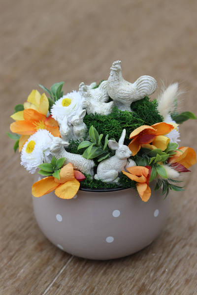 kompozycja w naczyniu, Wielkanocna Zagroda Yellow, wym.20x16cm